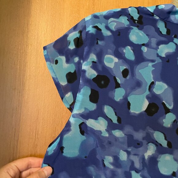 Cleo Petites Wrap Blue Dress with cap sleeve - Picture 8 of 8